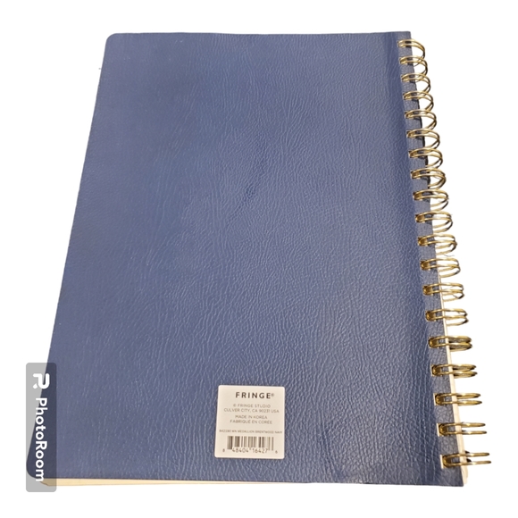 Fringe Studio Faux Leather Vegan Medallion Brentwood Navy Gold Stamp Notebook - Picture 8 of 9